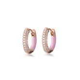 Medium Double-Sided Silver  Joy Hoop, Rose Gold Plating, Natural White Topaz + Give Fun Gift